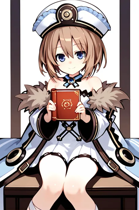 anime girl with a book sitting on a bed