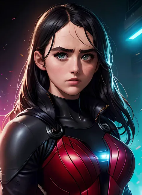 portrait of Kathryn Newton, superhero suit cassie lang, (black hair:1.2), serious look, epic (photo, studio lighting, hard light, sony a7, 50 mm, matte skin, pores, colors, hyperdetailed, hyperrealistic) <lyco:Kathryn Newton:1.2>