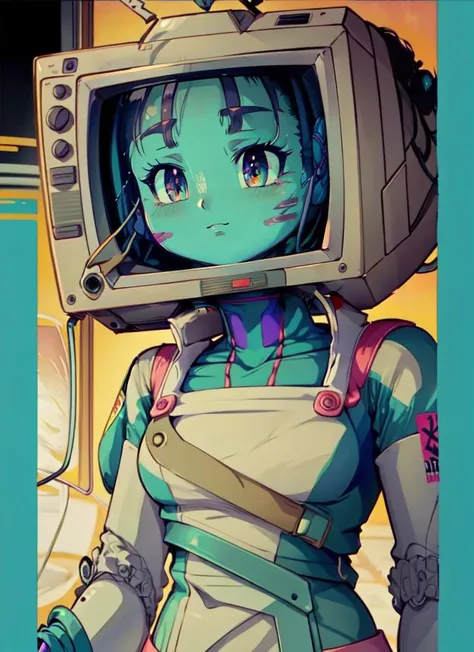 anime girl with a tv on her head