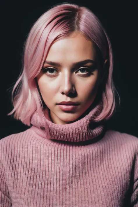 A stunning intricate full color portrait of bph, wearing a rose pink turtleneck, epic character composition, by ilya kuvshinov, alessio albi, nina masic, sharp focus, natural lighting, subsurface scattering, f2, 35mm,<lyco:BellaPoarch-RealVision-V1.0:1.0>