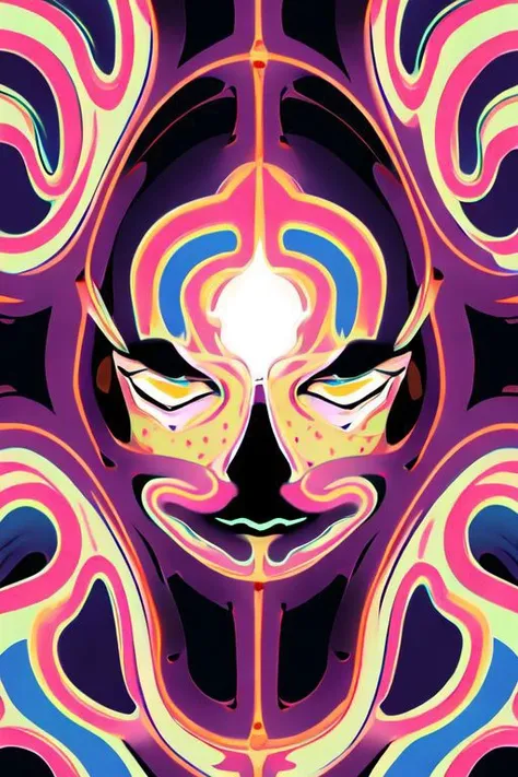 a close up of a psychedelic face with a bright light