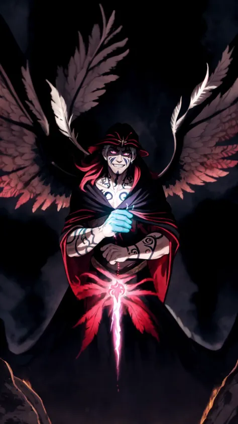 a picture of a person with wings on a dark background