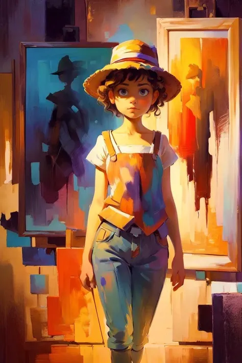 OIL PAINTING,IMPRESSIONISM,(masterpiece, best quality, ultra-detailed, best shadow),(detailed background),realistic ,(Rembrandt),  <lora:painting:0.6>,1girl,looking at viewer, color field painting, (large swaths of color):1.2, abstract expressionism, bold ...