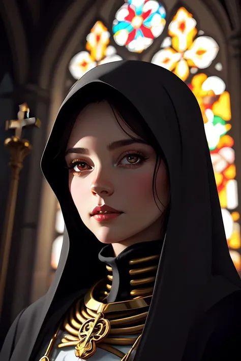 a close up portrait of a skeleton dressed like a saint with a gold realistic aura in an old medieval church, 2d, ultra highly detailed, digital painting, smooth, sharp focus, artstation, pixiv, art by Ilya Kuvshinov