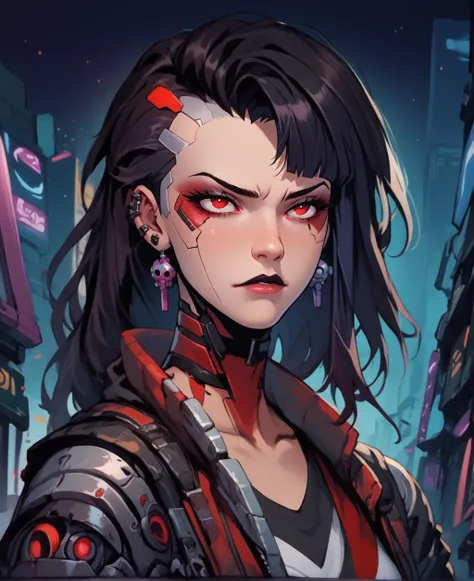 score_9, score_8_up, score_7_up, score_6_up, source_cartoon, girl, cyberpunk, red eyes, gothic, big libs, goth, black hair, mechanical parts, night city, neon <lora:detailed_hands:0.8>