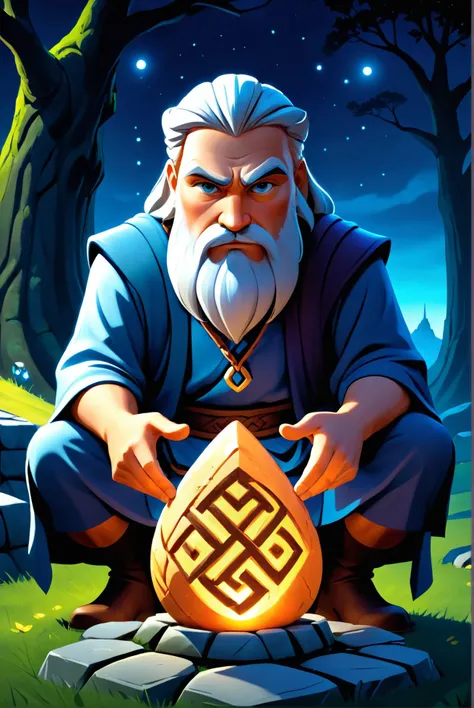 An old, wise man carving Celtic runes into a stone, with each symbol glowing faintly upon completion, in the mystical light of dusk., illustration, 3d, cartoon,
high resolution, high quality, detailed, masterpiece, hdr, sharp,
[Expressionism style],[ sassy...