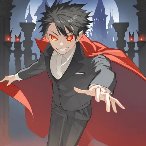 anime - style image of a man dressed in a suit and red eyes