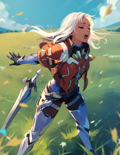 score_9, score_8_up, score_7_up, score_6_up, score_5_up, score_4_up
<lora:elma_pony_v2:1> elma, armor,
field, grass, open mouth, closed eyes, looking up, blue sky, wind