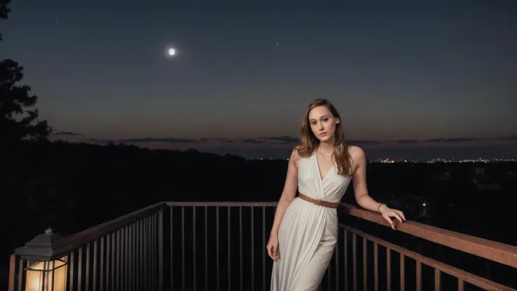 RAW photo, a photograph of e3fj4h standing next to a balcony, sj0kz123 looking over a moonlit city, (high detailed skin:1.2), 8k uhd, dslr, soft lighting, high quality, film grain, Fujifilm XT3 <lyco:Test11Sj0kz:0.5>  <lora:LowRA:0.6>