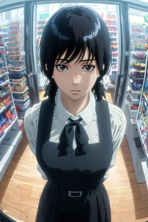 anime girl in a store looking at the camera