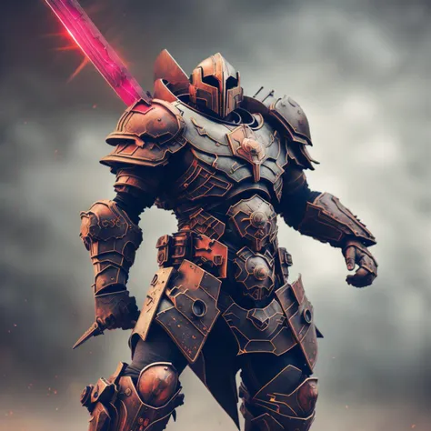 photo of intimidating (neonmutation grimknights:1) future cyber centurion standing, style by mushroomlove