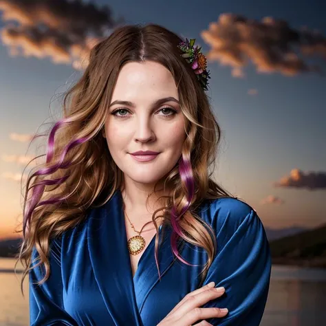 long shot scenic professional photograph of <lyco:Drew Barrymore_v1.0:0.9>portrait of Drew Barrymore, amused,smiling, , wearing velvet , with blond, Straight hair , background haunted library epic (photo, studio lighting, hard light, sony a7, 50 mm, matte ...