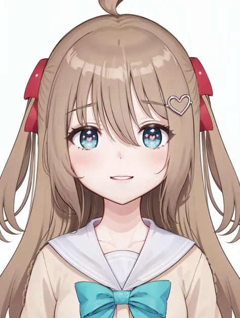 anime girl with long hair and blue eyes wearing a bow tie