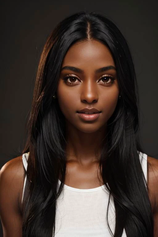 sud4nd0ll, 1girl, long hair, black hair, dark-skinned female, very dark skin, portraits
