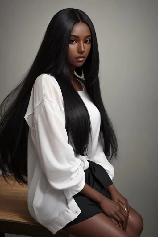 sud4nd0ll, 1girl, long hair, black hair, dark-skinned female, very dark skin, portraits