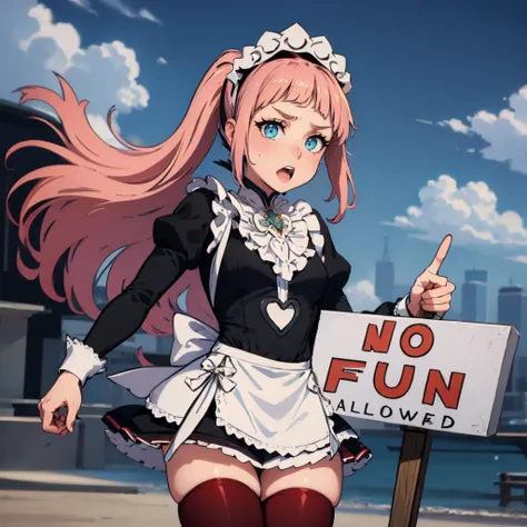 anime girl with a sign saying no fun allowed