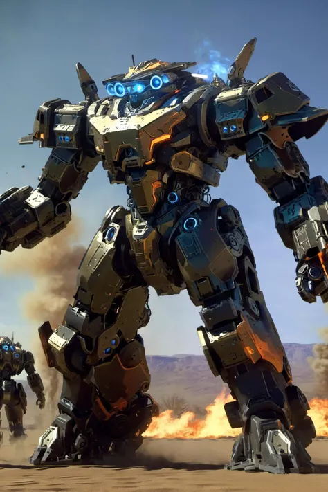 1robot , steampunk, streamline armor, battle field, battle stance
glowing eyes
missiles
smoke, fire, explosions
desert,
shattered ground
dramatic lighting, shadow
( 8k, unity, analog , bokeh, design by Syd Mead)