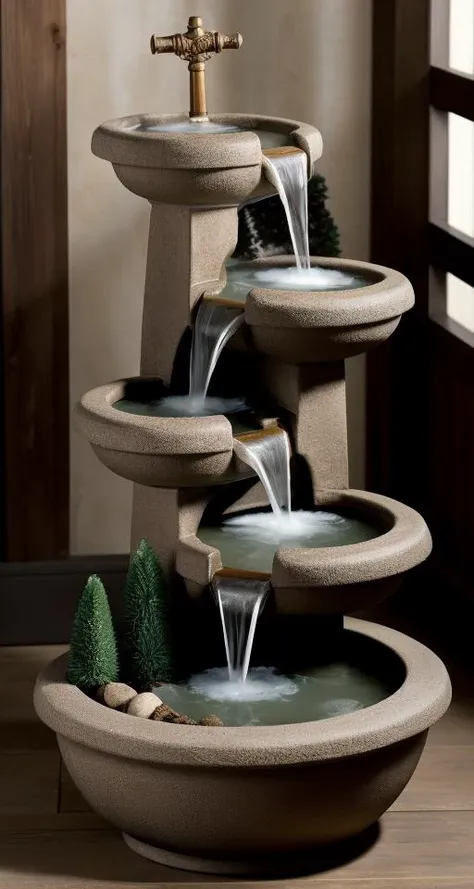 a close up of a fountain with water flowing from it