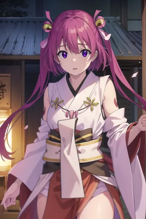 oomiyanomenokami, <lora:oomiyanome no kami s1-lora-nochekaiser:1>,
oomiyanome no kami, long hair, hair ornament, twintails, (purple eyes:1.1), purple hair, bell, hair bell,
BREAK skirt, detached sleeves, japanese clothes, necklace, miko, magatama,
BREAK ou...