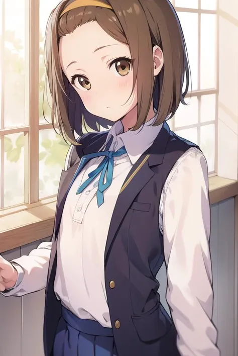 ritsutainaka, <lyco:ritsutainaka-LYCORIStest:1>,
ritsu tainaka, (brown eyes:1.5), light brown hair, (forehead:1.5), hairband, short hair, (flat chest:1.2),
BREAK sakuragaoka high school uniform, school uniform,
BREAK looking at viewer,
BREAK indoors, class...