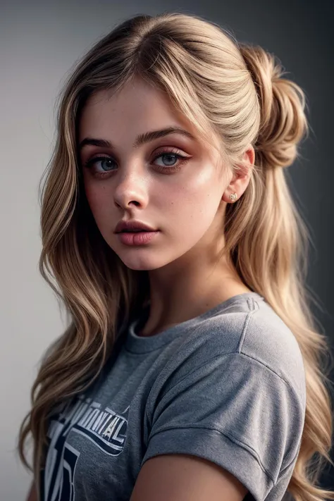 photo of beautiful (1nd1aw-135:0.99), a woman with perfect blonde hair upsweep updo, wearing Classic Purple (sweatpants:1.1),  (plain background:1.1), (closeup), modelshoot style, (extremely detailed CG unity 8k wallpaper), professional majestic photograph...