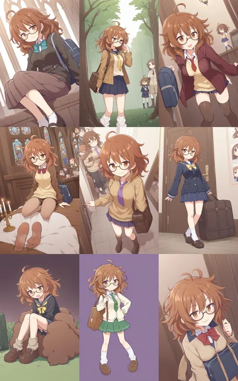 1girl, <lora:sdxl-cg-arakihina:0.6>, araki hina, underrim_eyeglass, jitome, brown eyes, brown hair, medium hair, ahoge, messy hair, big hair, medium breasts, __sceneG__ __facialS__, __view__, __look__, __shots__, { school uniform | serafuku }, { navy | whi...