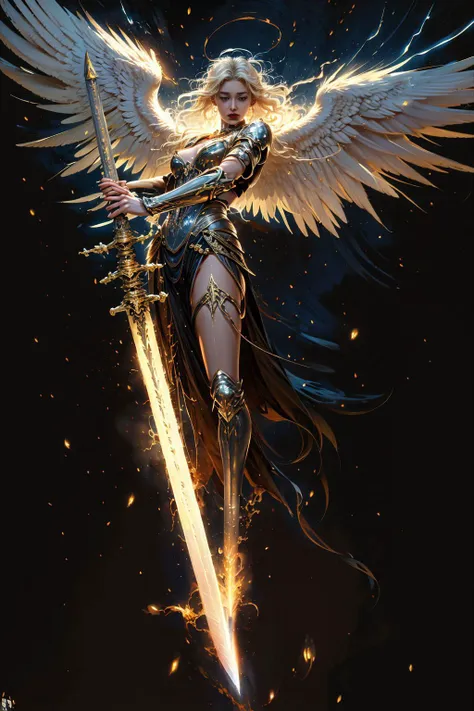 a woman with wings and a sword in her hand