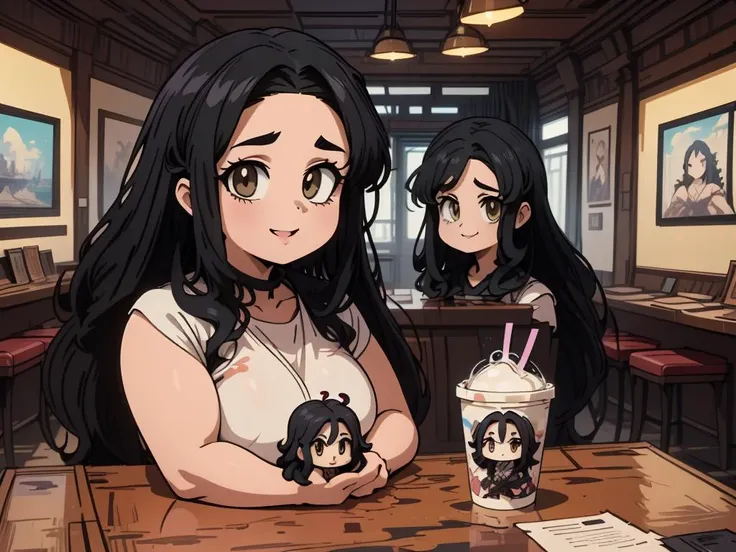 anime characters sitting at a table with drinks in front of them