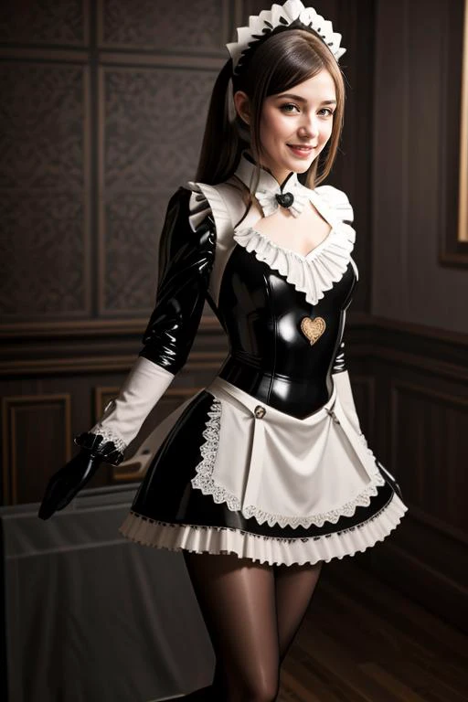 a woman in a maid outfit posing for a picture