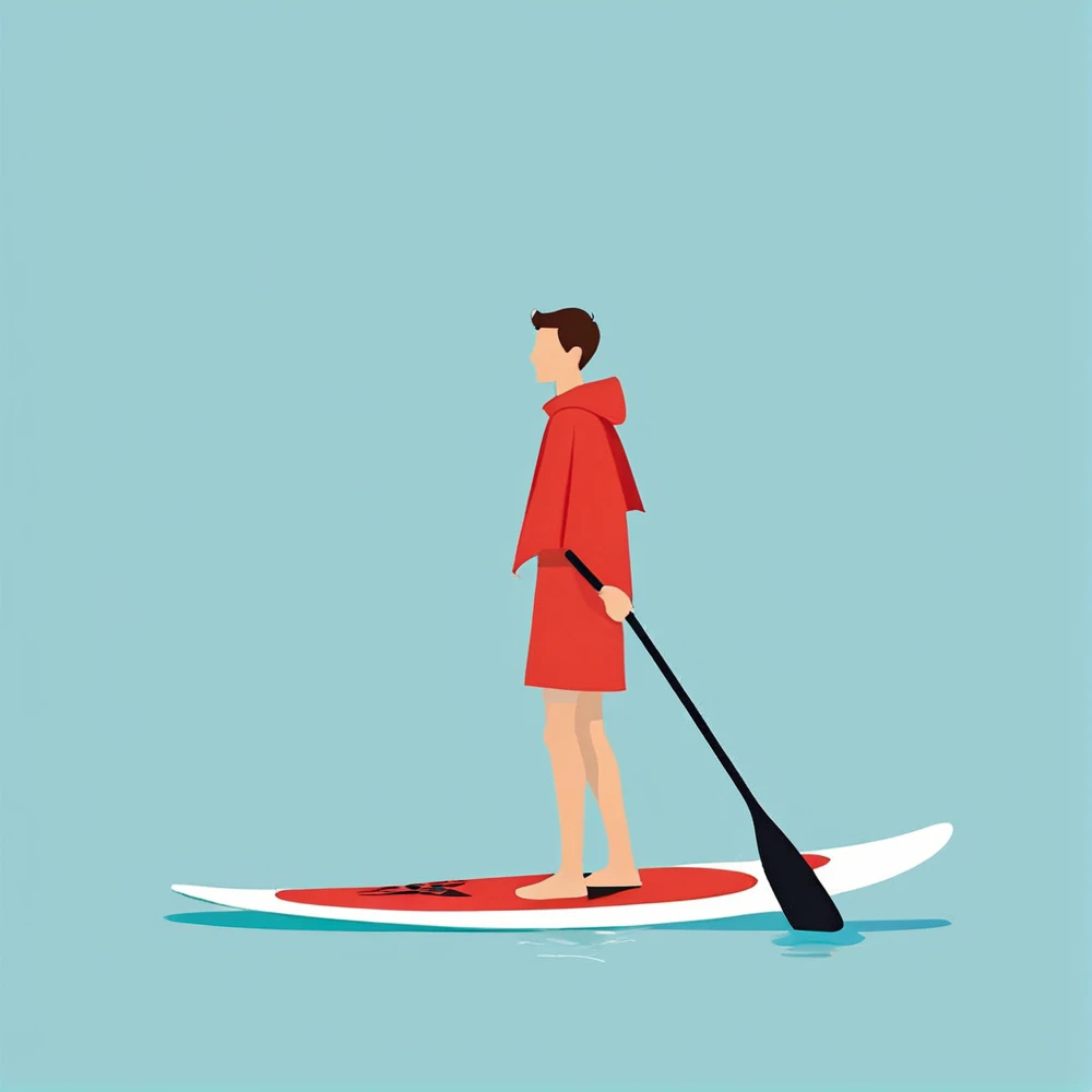 <lora:F2D-000001:1>,flat color,1boy,queen clothes,red cape,Doing a solo stand-up paddleboarding session.,isolated,simple background,no background,no face,minimalistic,, Vector art, Vivid colors, Clean lines, Sharp edges, Minimalist, Precise geometry, Simpl...