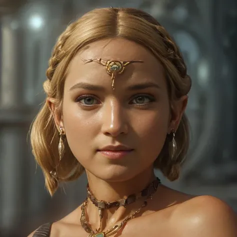 full body shot, (<lyco:PunkBundleAI:0.6>, teslapunkai, retro-futuristic, 1girl, 1girl as princess Zelda <lora:ZeldaTOTK:0.74> ZeldaTOTK, nude, jewelry, blonde hair, crown braid, short hair, triforce, solo, earrings, braid, wearing (see-through haute coutur...