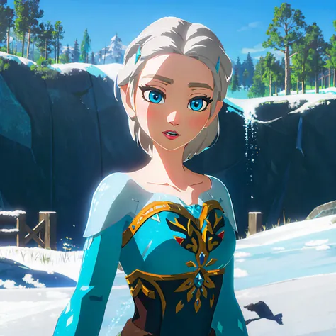 (highres:1.2), 1girl, <lora:elsa_of_arendelle_v1:0.72> elsa (frozen), elsa of arendelle , <lora:botw_style_offset:0.77> BOTW style,  forest, short hair, pose,