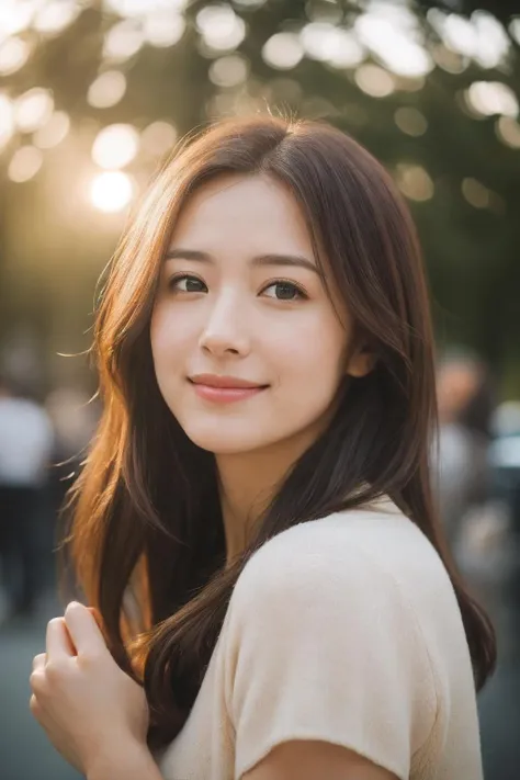 a woman with long hair and a white shirt posing for a picture