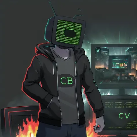 (codebullet:1.2), codebullet hoodie, hood, (crt tv:1.3),
muscular, macho, manly, dark, serious, hunk, 1man, random pose, outdoors, (destroyed Gotham city:1.1), smoke, fire, debris, DC Comics, masterpiece, photorealistic, HDR, best quality, 8K,
 trending on...