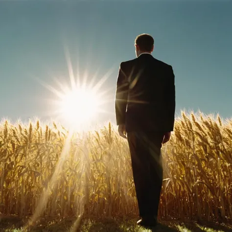 <lora:Film Stock Footage Style:1> film grain:1.5 sharp detailed image of a
Wide view of a man in a suit covered in shadows standing in front of a bright sun Kodak Vision3 500T Film Stock Footage Style