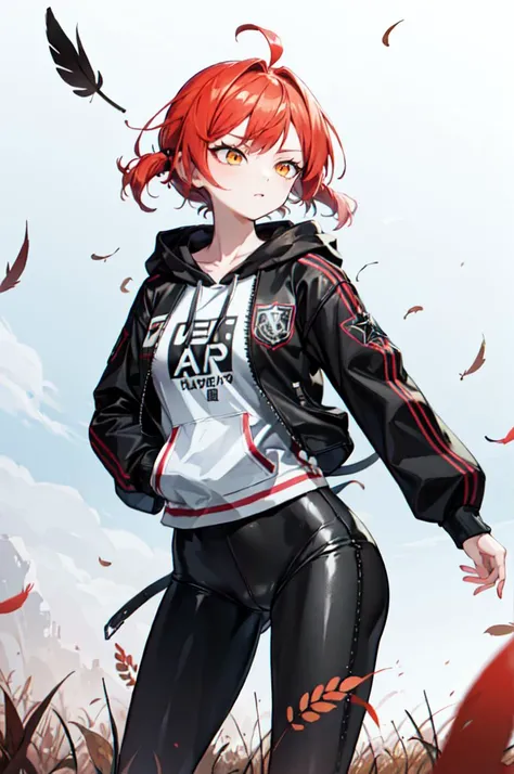 <lora:Bropmlk-style-v2-final:0.75> valhalla, field, falling feathers,, ultra detailed, masterpiece, best quality, aesthetic, detailed,, solo, 1girl, red hair, orange eyes, amber eyes, swept bangs, parted bangs, <lora:LowTwintailsHelper:1> low twintails,
sh...