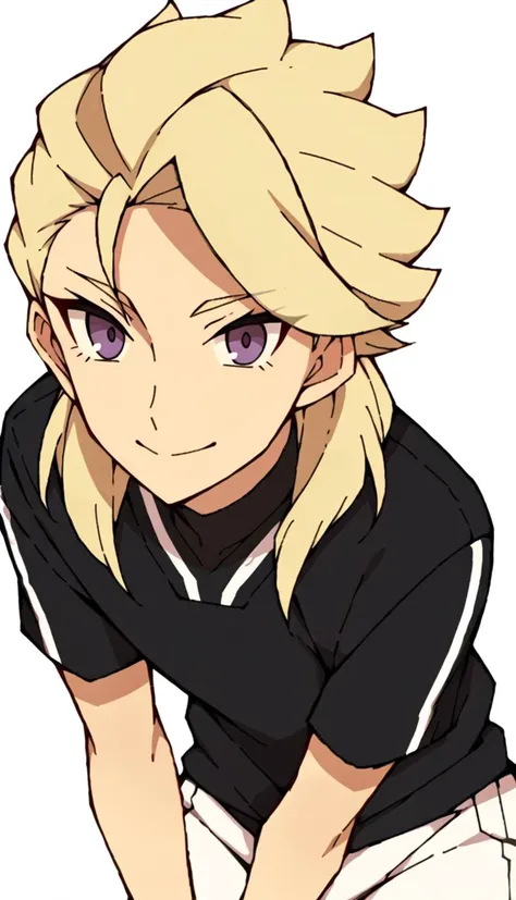 score_9, score_8_up, score_7_up, score_6_up, score_5_up, score_4_up, BREAK source_anime, white background, 1boy, rolan lazarev, long hair, blonde hair, purple eyes, smile, full body, leaning forward, ((v)), pose, looking at viewer, <lora:Rolan_Lazarev:0.8>