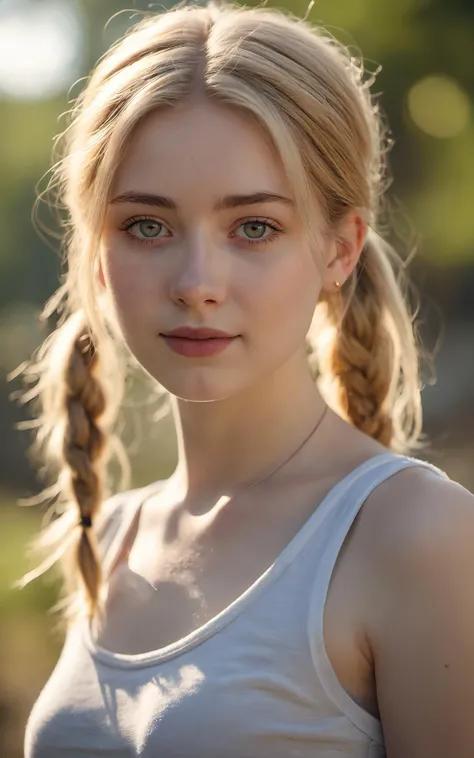 cinematic film still 21year old girl,solo,(pale skin:1.3),blonde hair,long hair,dusty background,sunny day,outdoor background,looking shyly at viewer,pigtails,Ultra-HD-details,true to life,HDR image,High detail resolution,soft eyes,natural skin,high detail...