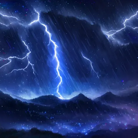 a lightning bolt in the sky over a mountain range