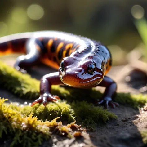 extremely detailed 32k UHD RAW photo depicting a salamander, taken by a national geography photographer with DSLR, beautiful sunlight