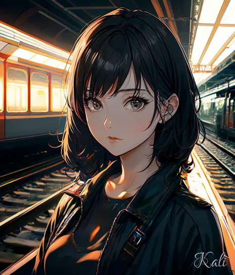 1girl, 30yo, closeup,

in train station, lit from behind, 

detailed face,

(shading, detailed, high quality, shadow:1.1),