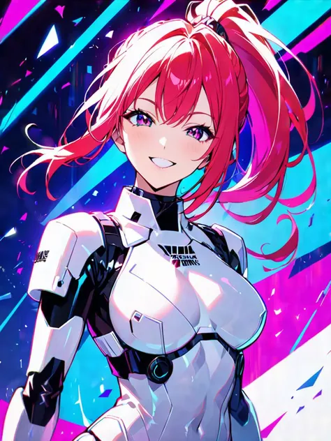 (((masterpiece))) , (((best quality))) , anime style, 2d, thin Macedonian DJ good-looking 1girl, solo, she is Smiling, dressed up as Stormtrooper character, ð¤¥, she has Ponytail hairstyle, key visual, gorgeous, beautiful, theatrical, highly color focused...