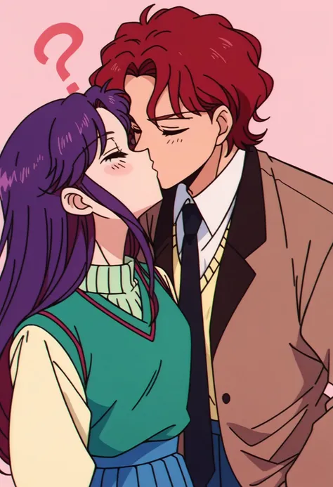 a close up of a person kissing a person with a tie