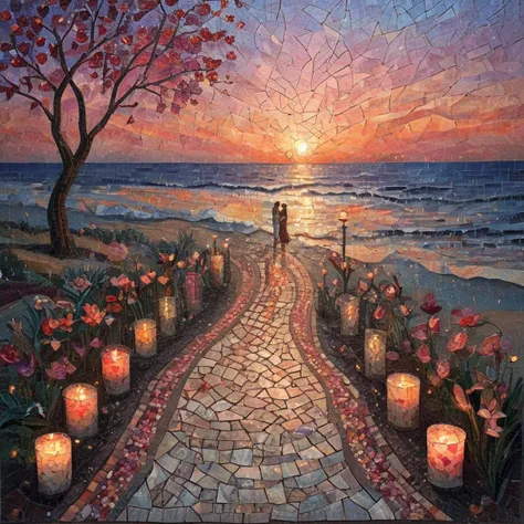 valentines day, vintage, intimate, candles, lovebirds, garden setting, hand-in-hand walks along the beach at sunset, soft, dimme...