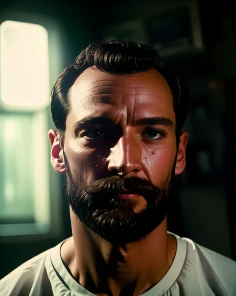 a man with a beard and a blue shirt ,   unreal 5, a raytraced image