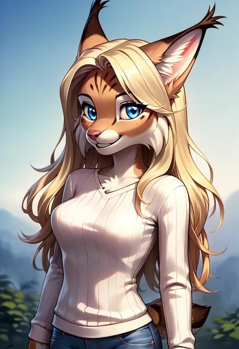 a cartoon picture of a woman with long blonde hair and a cat ears