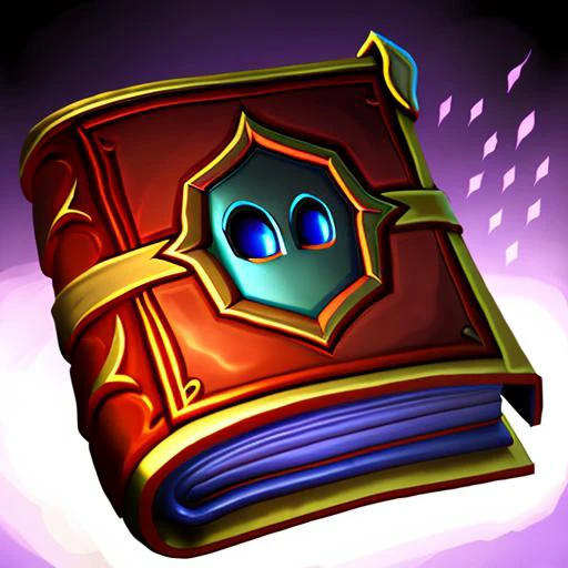 enchanted books  with a decorated cover, stylized game item, artstation, deviantart, game icon, no reflexion, whole solid black background