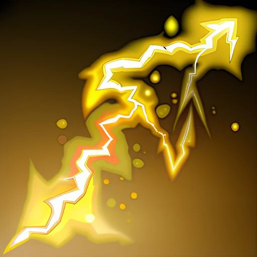 yellow lightning spell, stylized game icon