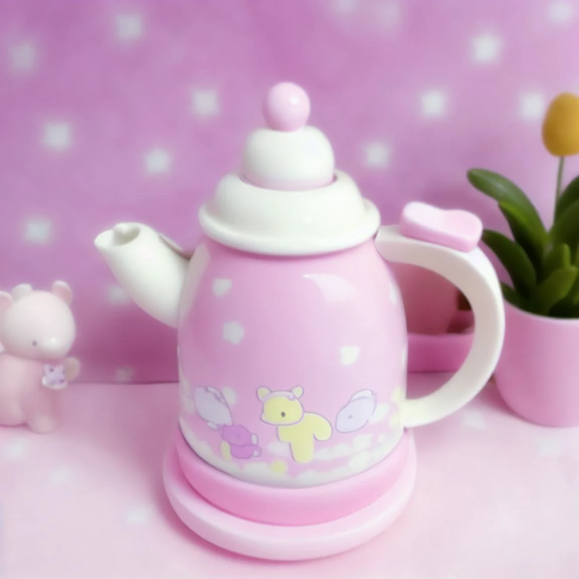 pastel pink babycore <lora:pastel pink babycore:0.8> toy kettle