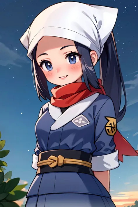 a woman in a sailor outfit standing in front of a tree